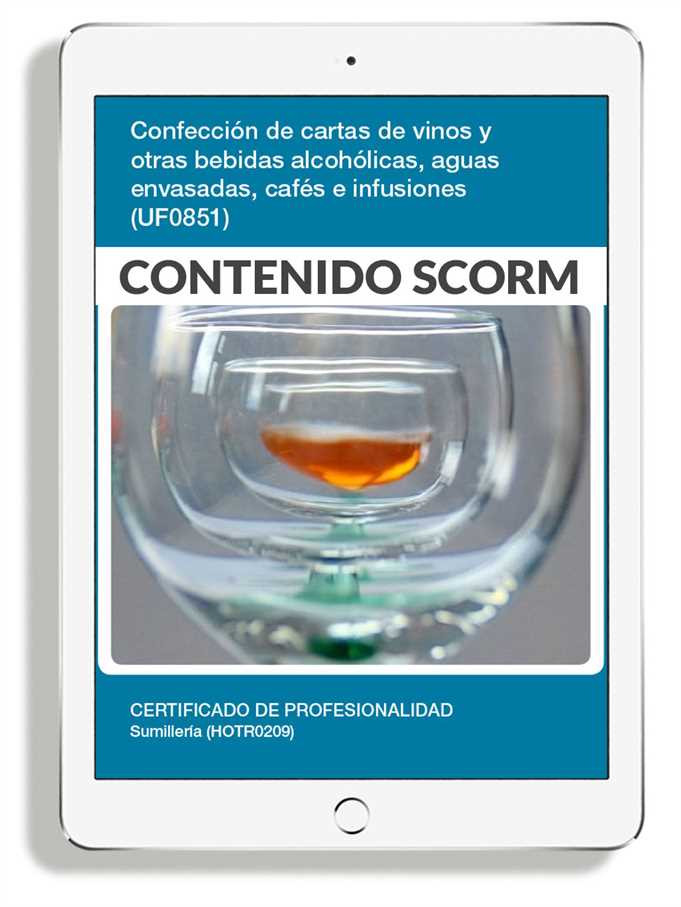 CONFECCIÓN DE CARTAS DE VINO OTRAS BEBIDAS ALCOHÓLICAS AGUAS ENVASADAS CAFÉS E INFUSIONES