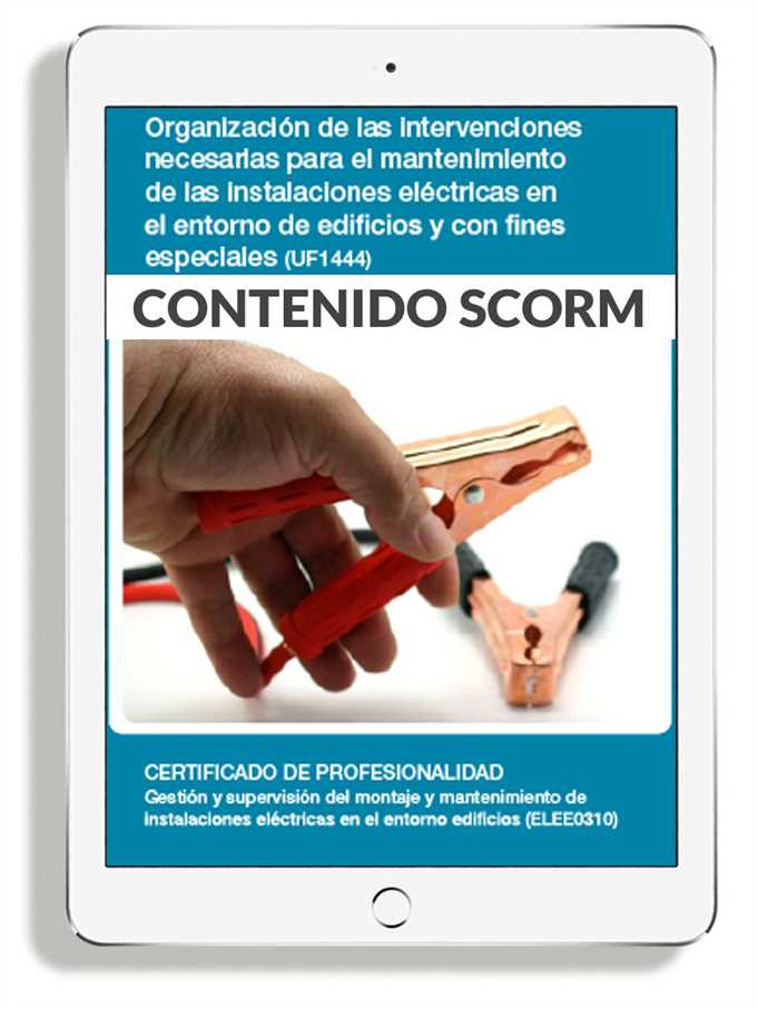 ORGANIZACIÓN DE LAS INTERVENCIONES NECESARIAS PARA EL MANTENIMIENTO DE LAS INSTALACIONES ELÉCTRICAS EN EL ENTORNO DE EDIFICIOS Y CON FINES ESPECIALES
